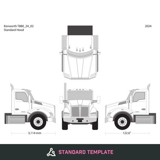2024 Kenworth T880 vector wrap template V02, Design-Ready PDF - GravBase