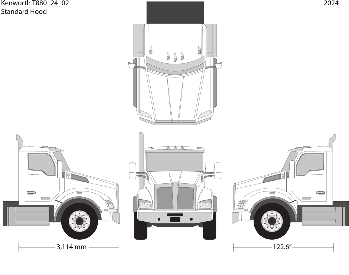 2024 Kenworth T880 vector wrap template V02, Design-Ready PDF - GravBase