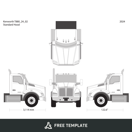 2024 Kenworth T880 free vector vehicle wrap template - GravBase