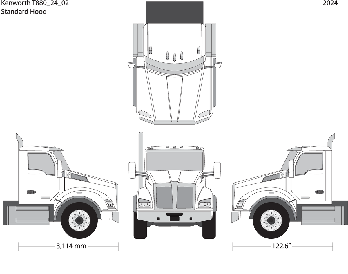 2024 Kenworth T880 V02 Vehicle Wrap Template