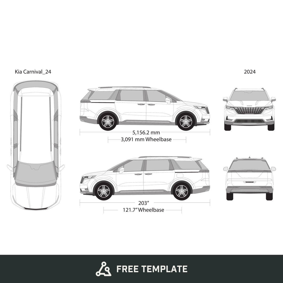 2024 Kia Carnival free vector vehicle wrap template - GravBase