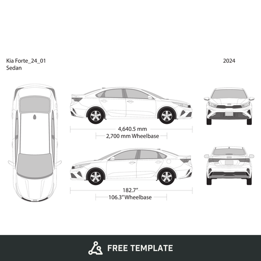 2024 Kia Forte free vector vehicle wrap template - GravBase