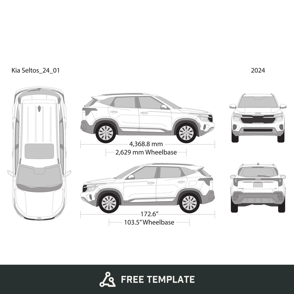 2024 Kia Seltos free vector vehicle wrap template - GravBase