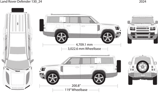 2024 Land Rover Defender 130 vector wrap template, Design-Ready PDF - GravBase