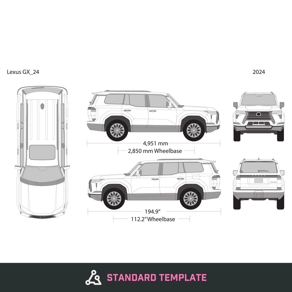 2024 Lexus GX vector wrap template, Design-Ready PDF - GravBase