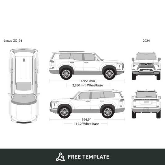 2024 Lexus GX free vector vehicle wrap template - GravBase