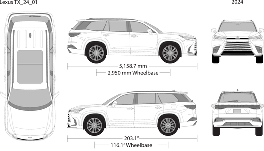 2024 Lexus TX vector wrap template, Design-Ready PDF - GravBase