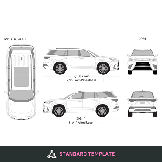 2024 Lexus TX vector wrap template, Design-Ready PDF - GravBase