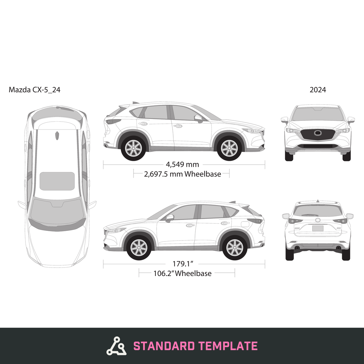 2024 Mazda CX-5 vector wrap template, Design-Ready PDF - GravBase