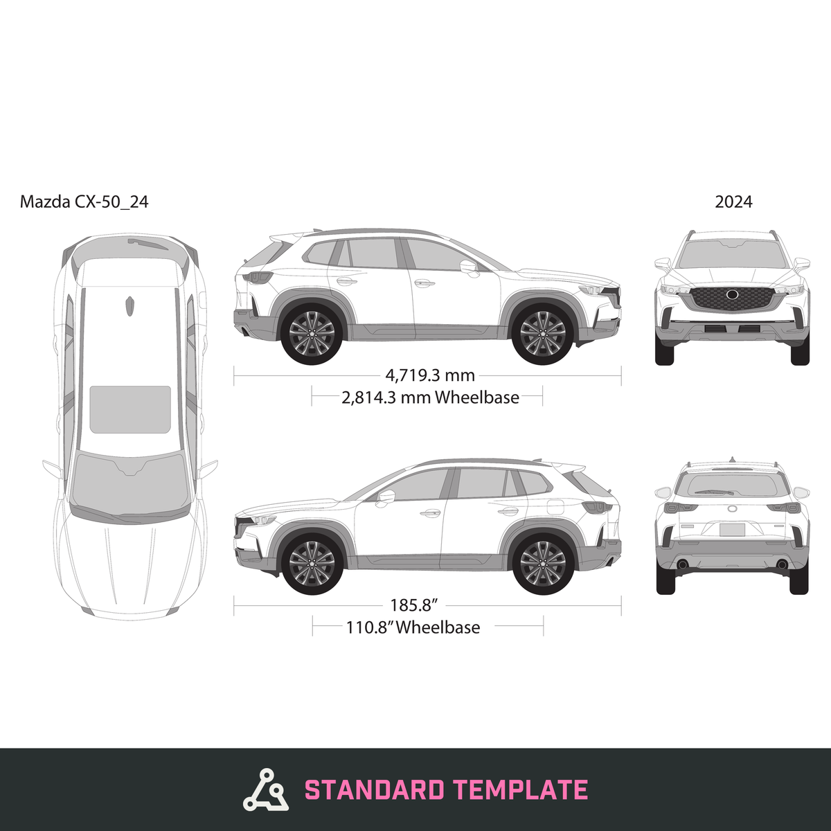 2024 Mazda CX-50 vector wrap template, Design-Ready PDF - GravBase