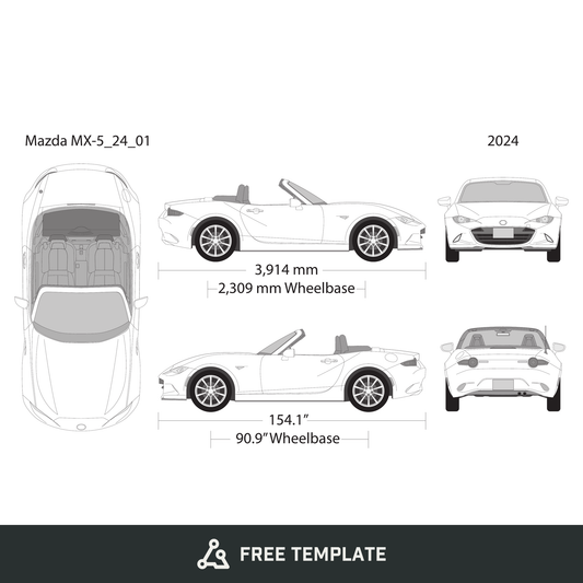 2024 Mazda MX-5 free vector vehicle wrap template - GravBase