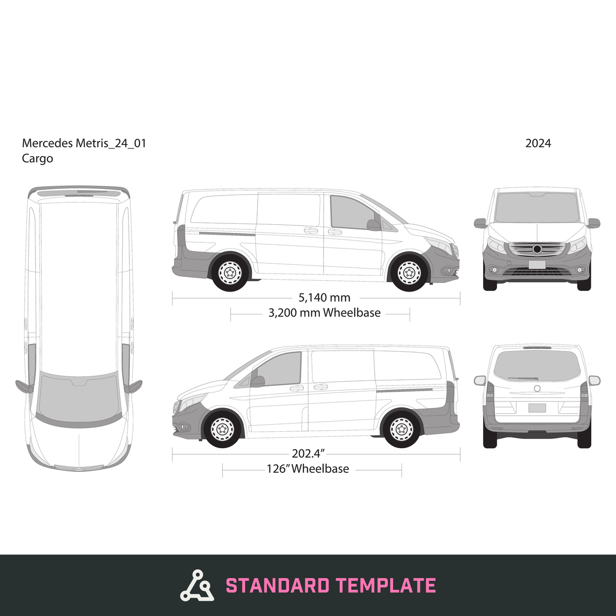 2024 Mercedes Metris vector wrap template V01, Design-Ready PDF - GravBase