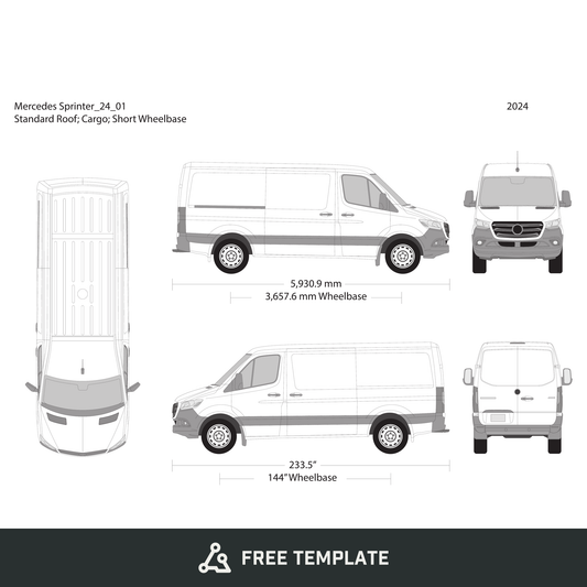 2024 Mercedes Sprinter free vector vehicle wrap template - GravBase