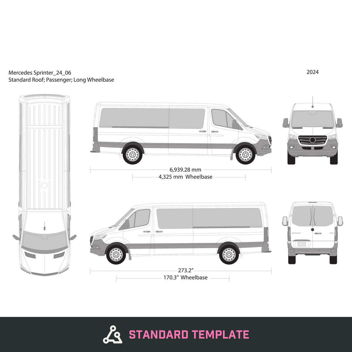 2024 Mercedes Sprinter vector wrap template V06, Design-Ready PDF - GravBase
