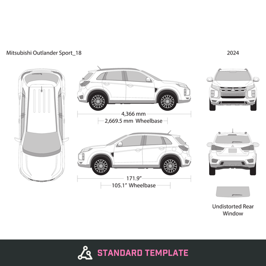 2024 Mitsubishi Outlander Sport vector wrap template, Design-Ready PDF - GravBase