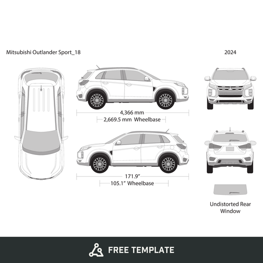 2024 Mitsubishi Outlander Sport free vector vehicle wrap template - GravBase