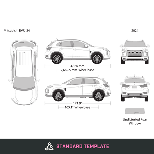 2024 Mitsubishi RVR vector wrap template, Design-Ready PDF - GravBase