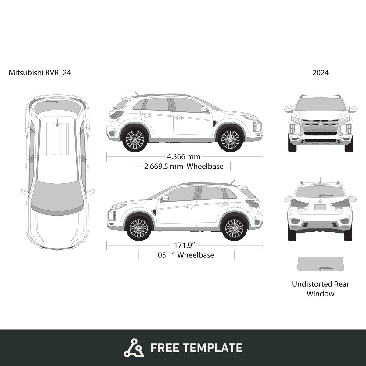 2024 Mitsubishi RVR free vector vehicle wrap template - GravBase