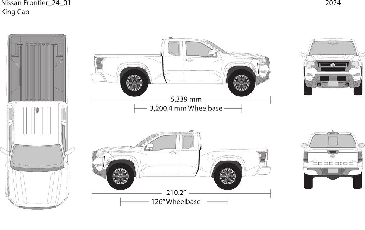 2024 Nissan Frontier vector wrap template V01, Design-Ready PDF - GravBase