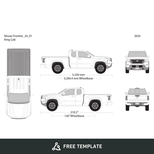 2024 Nissan Frontier front view free vector vehicle wrap template - GravBase