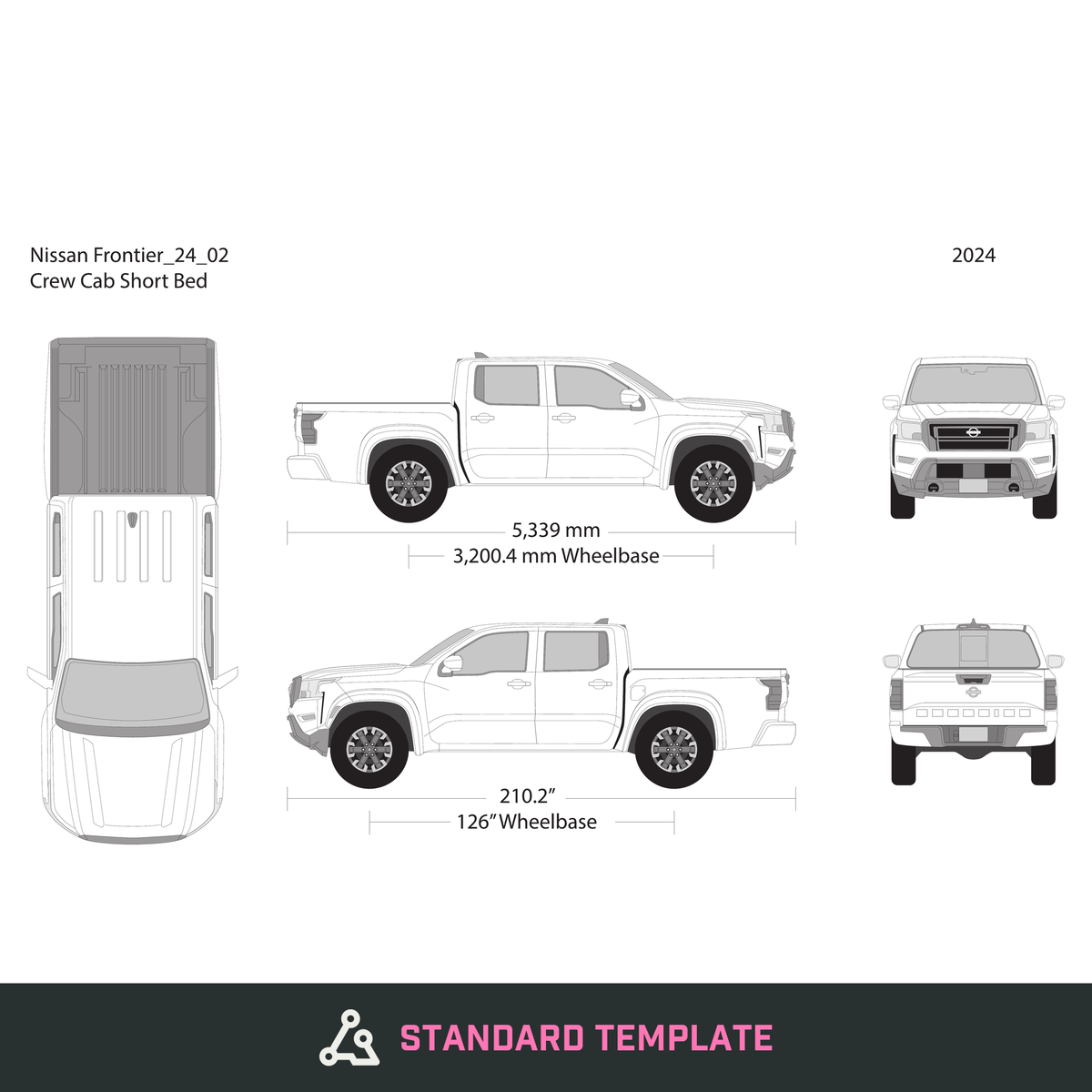 2024 Nissan Frontier vector wrap template V02, Design-Ready PDF - GravBase