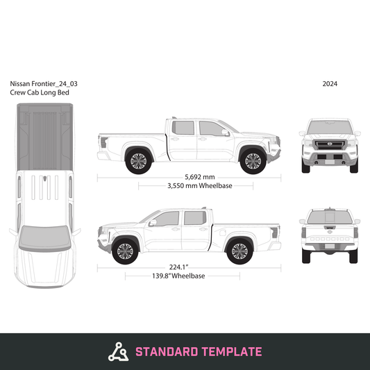 2024 Nissan Frontier vector wrap template V03, Design-Ready PDF - GravBase