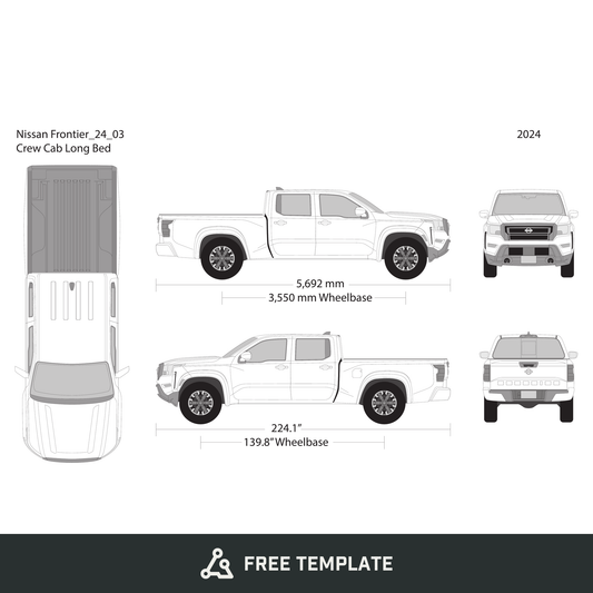 2024 Nissan Frontier front view free vector vehicle wrap template - GravBase