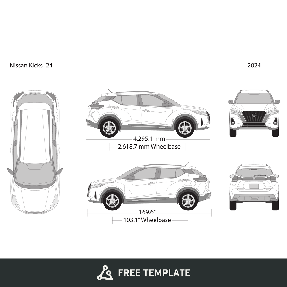 2024 Nissan Kicks free vector vehicle wrap template - GravBase