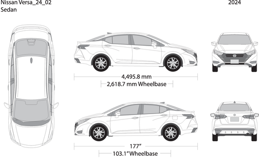 2024 Nissan Versa Sedan V02 Vehicle Wrap Template