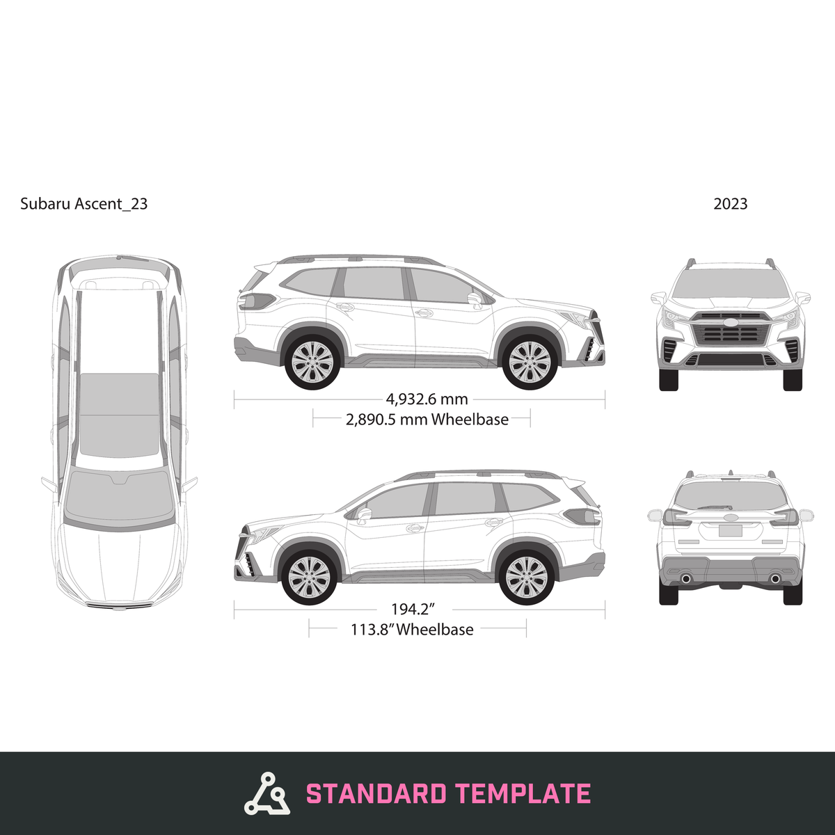 2024 Subaru Ascent vector wrap template, Design-Ready PDF - GravBase