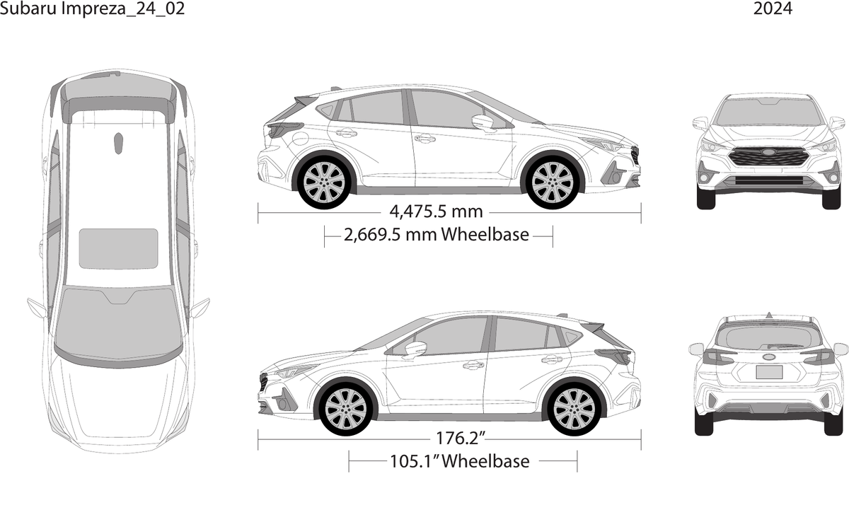 2024 Subaru Impreza vector wrap template, Design-Ready PDF - GravBase