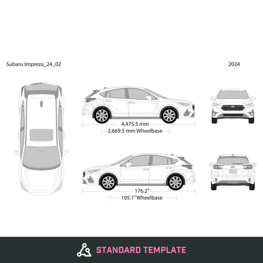 2024 Subaru Impreza vector wrap template, Design-Ready PDF - GravBase