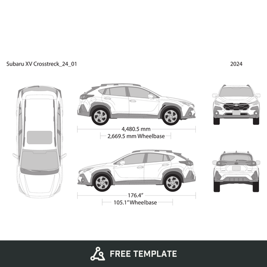 2024 Subaru XV Crosstrek free vector vehicle wrap template - GravBase