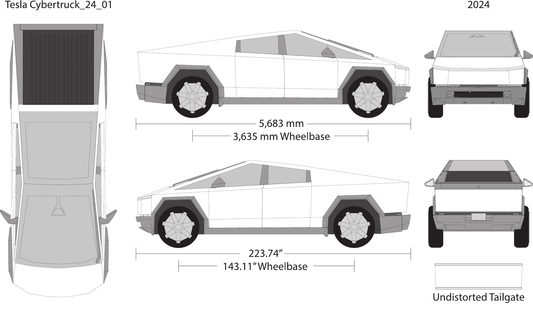 2024 Tesla Cybertruck vector wrap template, Design-Ready PDF - GravBase