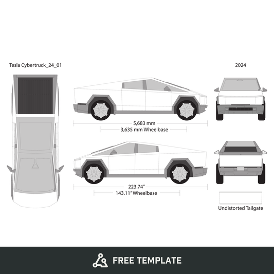2024 Tesla Cybertruck free vector vehicle wrap template - GravBase