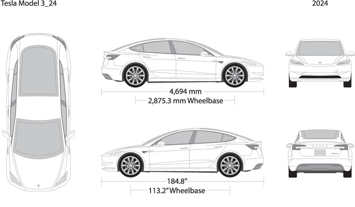 2024 Tesla Model 3 V24 Vehicle Wrap Template