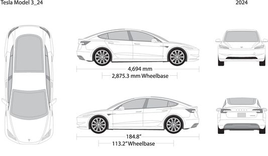2024 Tesla Model 3 V24 Vehicle Wrap Template