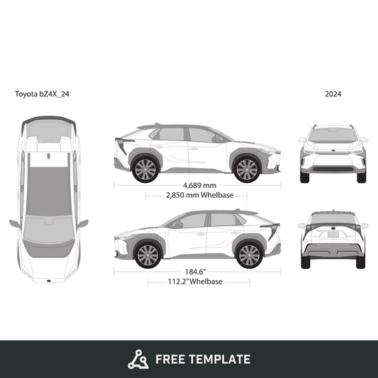2024 Toyota Bz4X free vector vehicle wrap template - GravBase