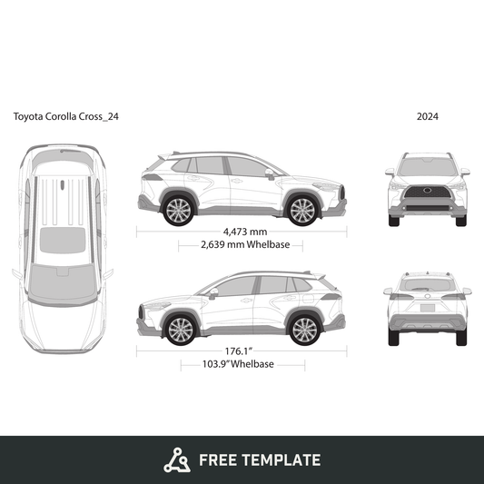 2024 Toyota Corolla Cross free vector vehicle wrap template - GravBase