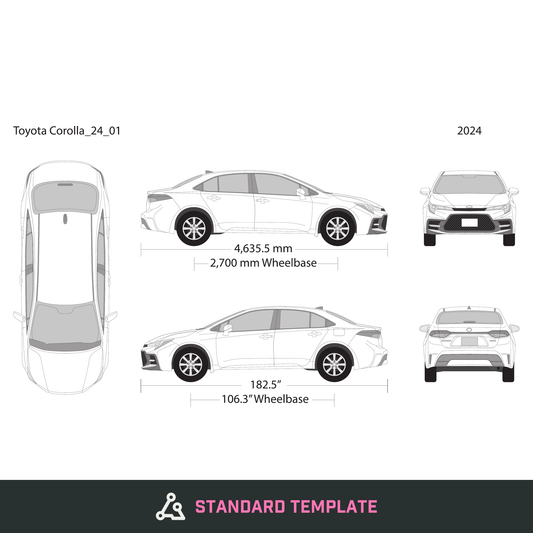 2024 Toyota Corolla vector wrap template V01, Design-Ready PDF - GravBase