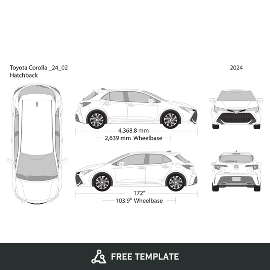 2024 Toyota Corolla free vector vehicle wrap template - GravBase