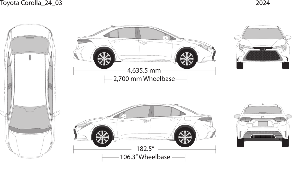 2024 Toyota Corolla Vector Wrap Template - GravBase