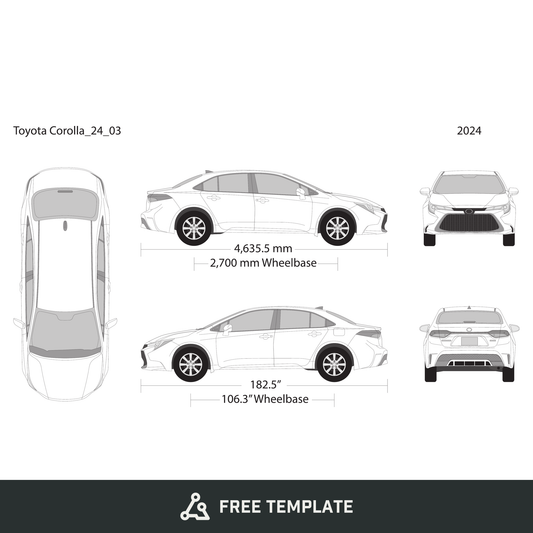 2024 Toyota Corolla free vector vehicle wrap template - GravBase