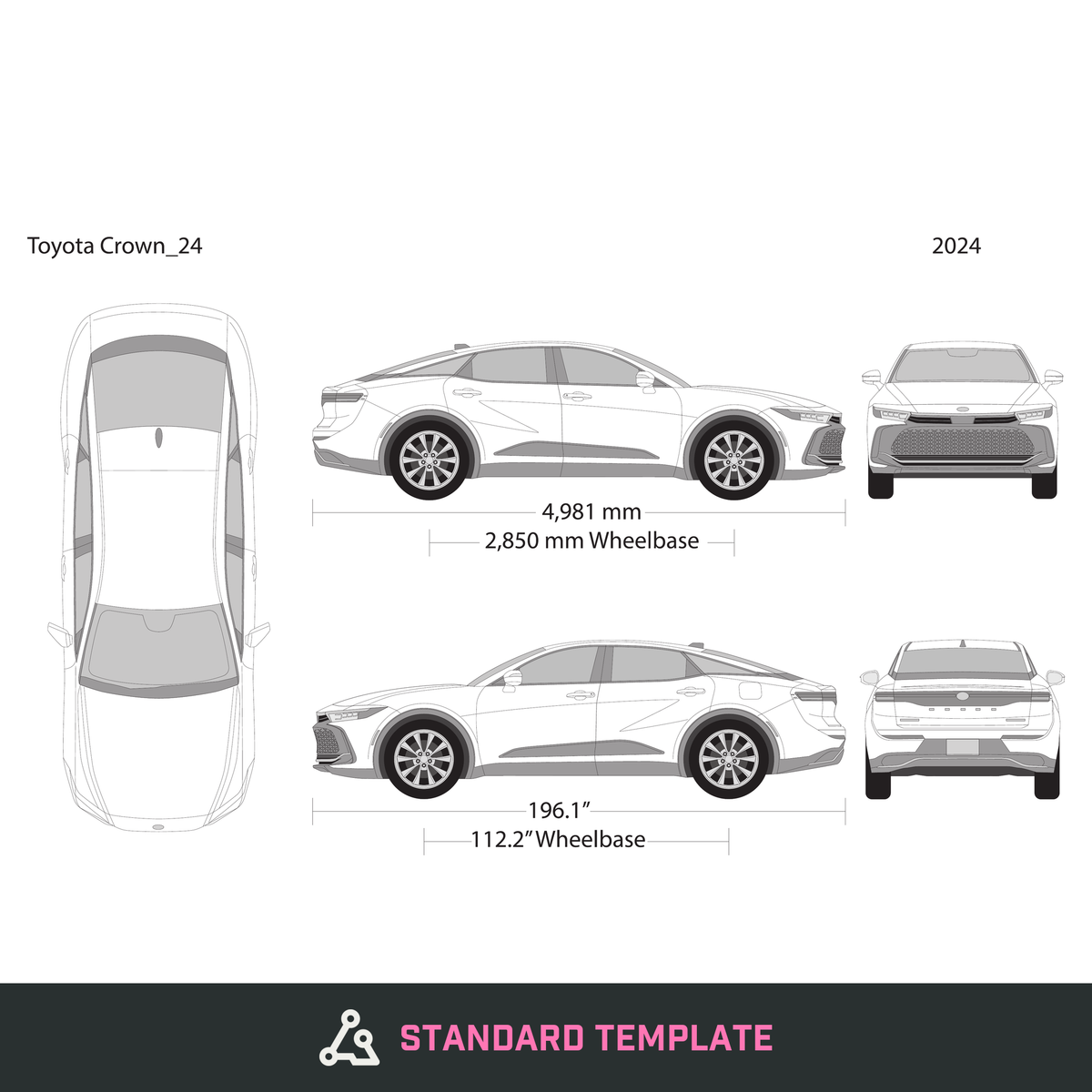 2024 Toyota Crown vector wrap template, Design-Ready PDF - GravBase