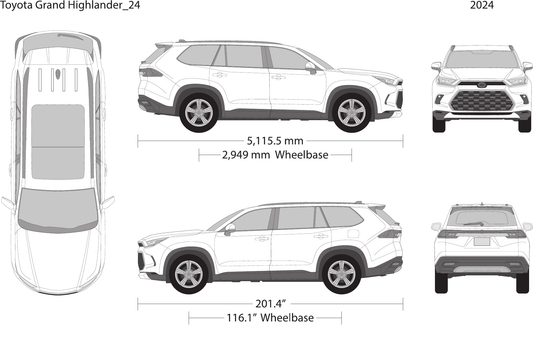 2024 Toyota Grand Highlander vector wrap template, Design-Ready PDF - GravBase