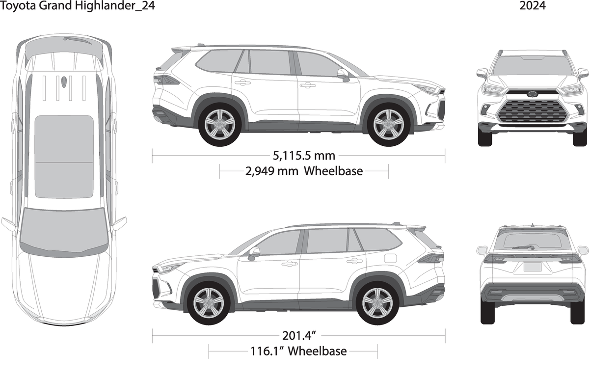 2024 Toyota Grand Highlander V24 Vehicle Wrap Template