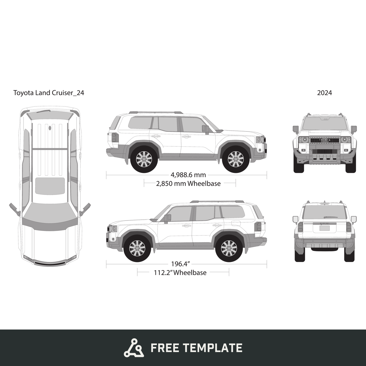 2024 Toyota Land Cruiser free vector vehicle wrap template - GravBase