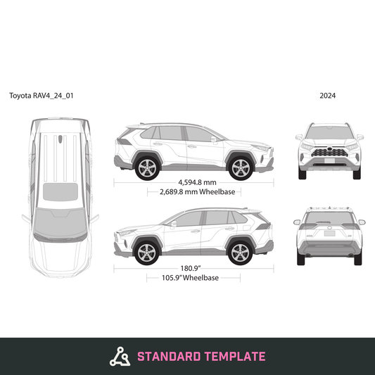 2024 Toyota RAV4 vector wrap template, Design-Ready PDF - GravBase