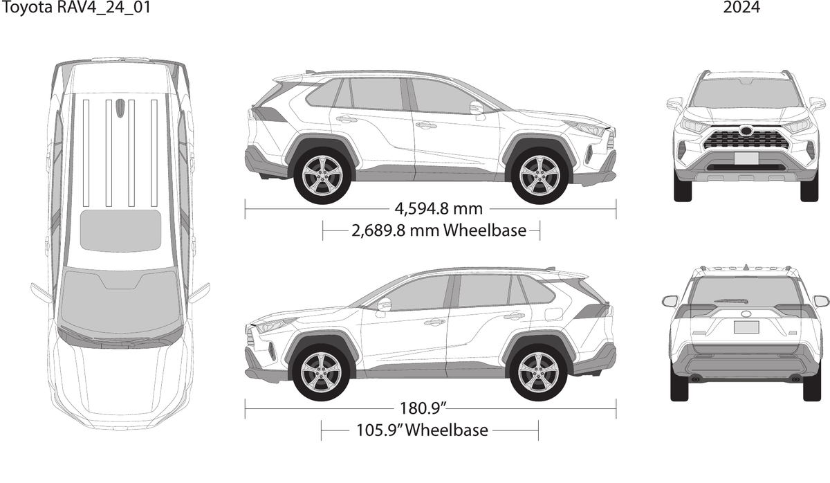 2024 Toyota RAV4 vector wrap template, Design-Ready PDF - GravBase