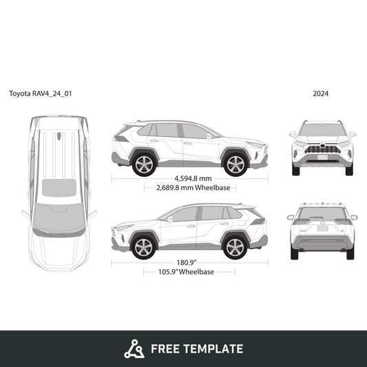 2024 Toyota RAV4 free vector vehicle wrap template - GravBase